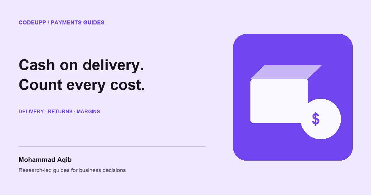 Lavender cash-on-delivery guide showing order, delivery, collection and remittance stages