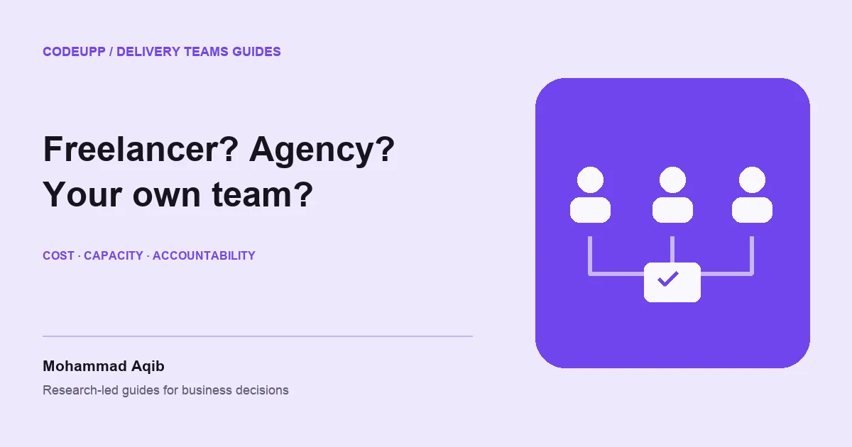 Lavender guide comparing freelancer, agency and internal development teams