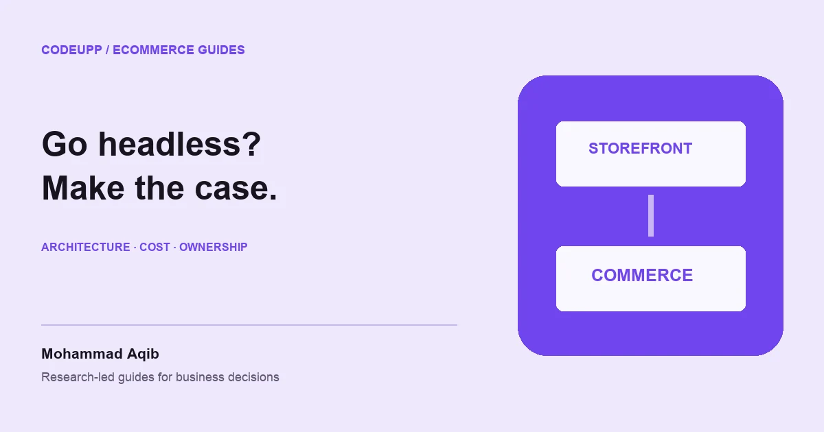 Lavender headless commerce diagram separating storefront, APIs and commerce operations