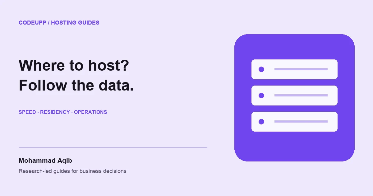 Lavender hosting illustration linking regional servers, public content delivery and protected customer records