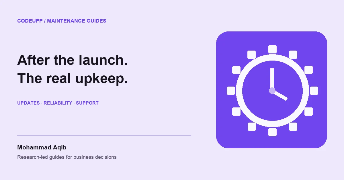 Lavender website maintenance guide with monitoring, backups and update symbols